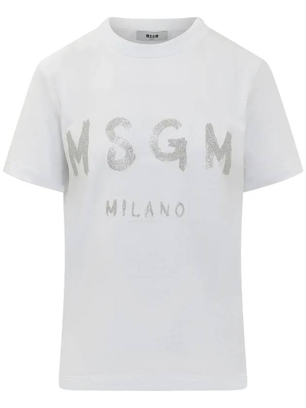 MSGM 로고 프린트 크루넥 티셔츠 3441MDM510G237002_01OPTICALWHITE