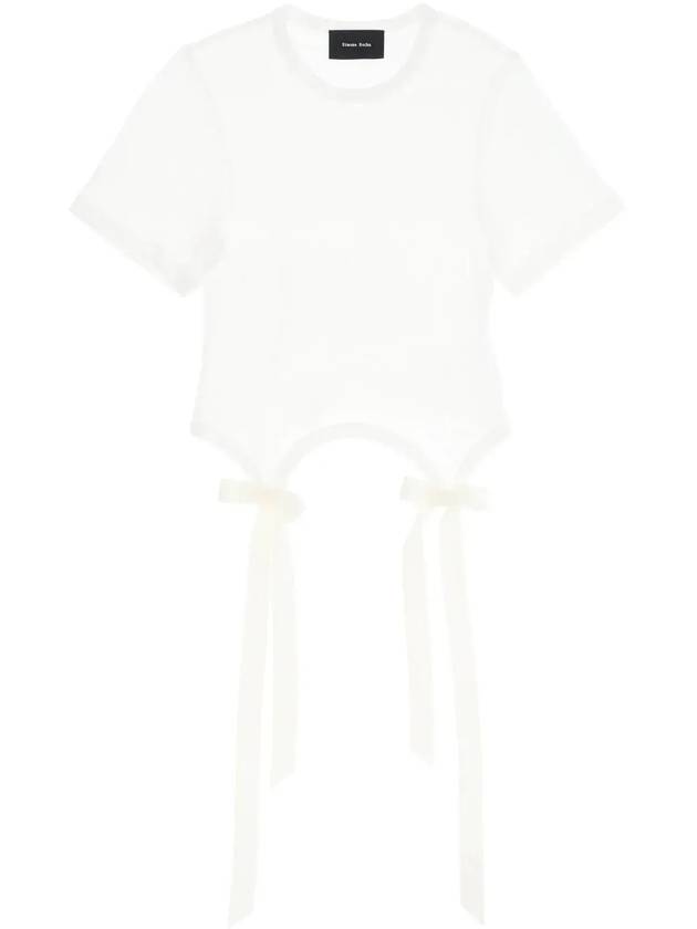 시몬 로샤 보우 디테일 크루넥 티셔츠 52230571_IVORY