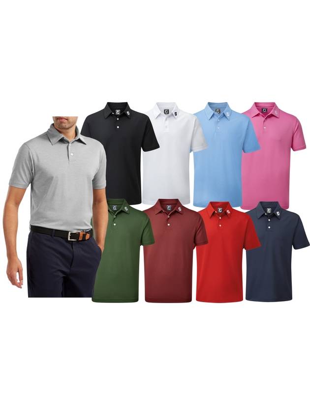 풋조이 반팔 남성 스트레치 피케 슬리드 셔츠