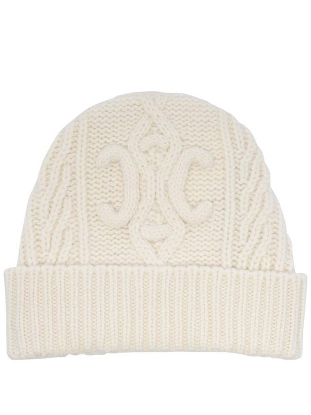 셀린느 트리옹프 아란 캐시미어 울 비니 오프화이트