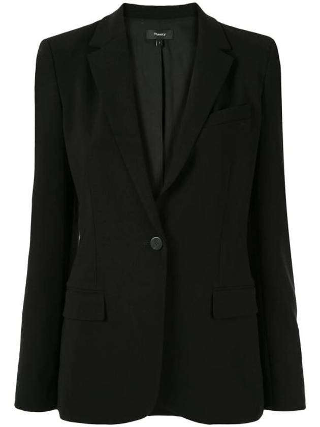 띠어리 스테이플 노치 라펠 싱글 블레이저 자켓 블랙