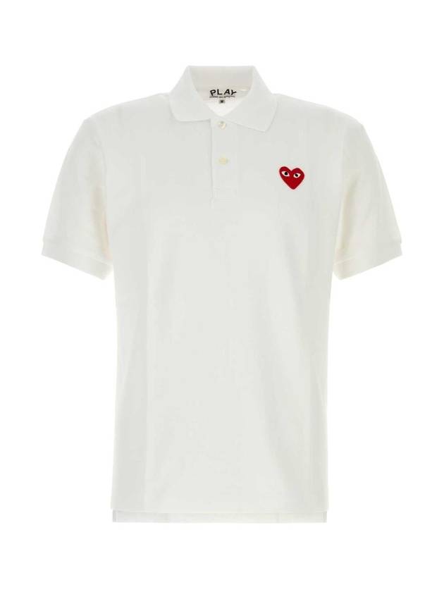 COMME DES GARCONS PLAY White piquet polo shirt AXT006051 WHITE