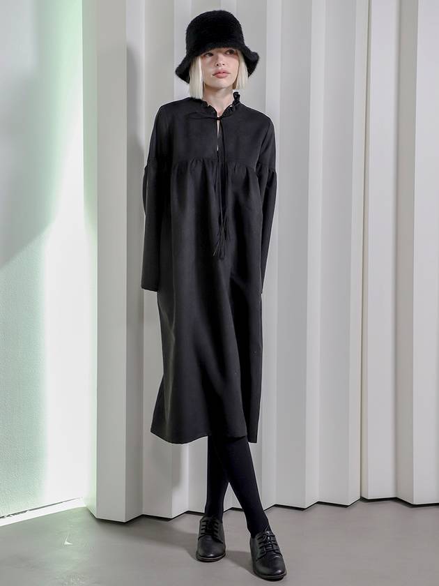 24FW 티나블러썸 여성 스웨이드 롱 원피스 블랙