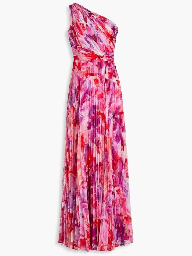 NB07 MARCHESA NOTTE 여성 원피스 One shoulder pleated floral print chiffon gown 1647597303134478