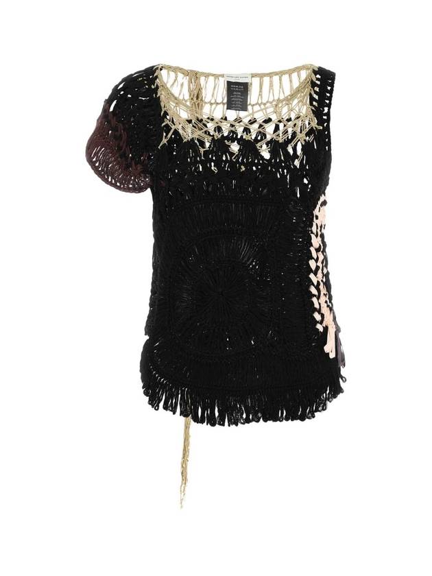DRIES VAN NOTEN 블랙 크로셰 탑 0112406717 900