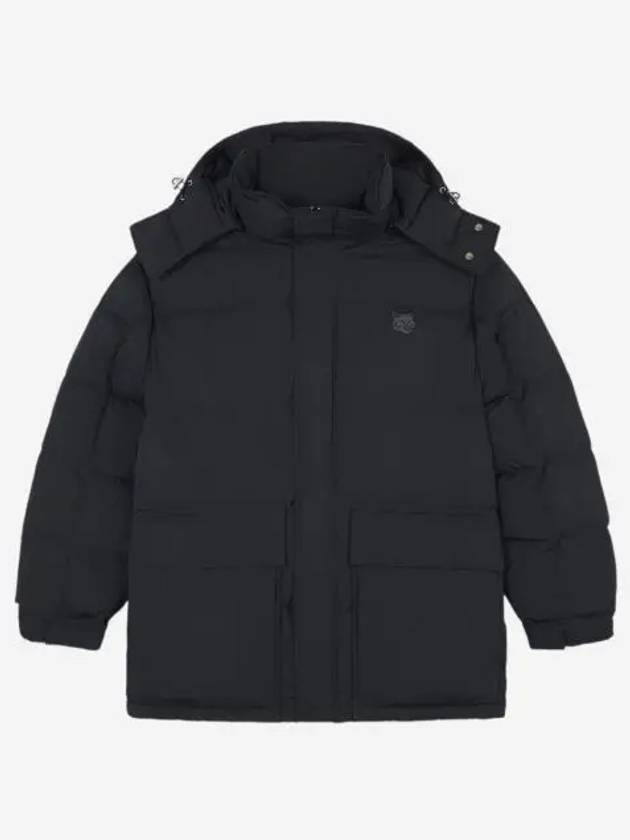 메종 키츠네 후드 퍼퍼 나일론 볼드 폭스 헤드 패치 블랙 Maison Kitsune Hooded Puffer in Nylon with Bold Fox Head Patch Black