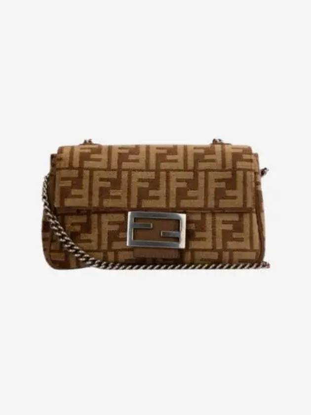 펜디 바게트 체인 미디 FF 테피스트리 패브릭백 브라운 Fendi Baguette Chain Midi FF Tapestry Fabric Bag Brown