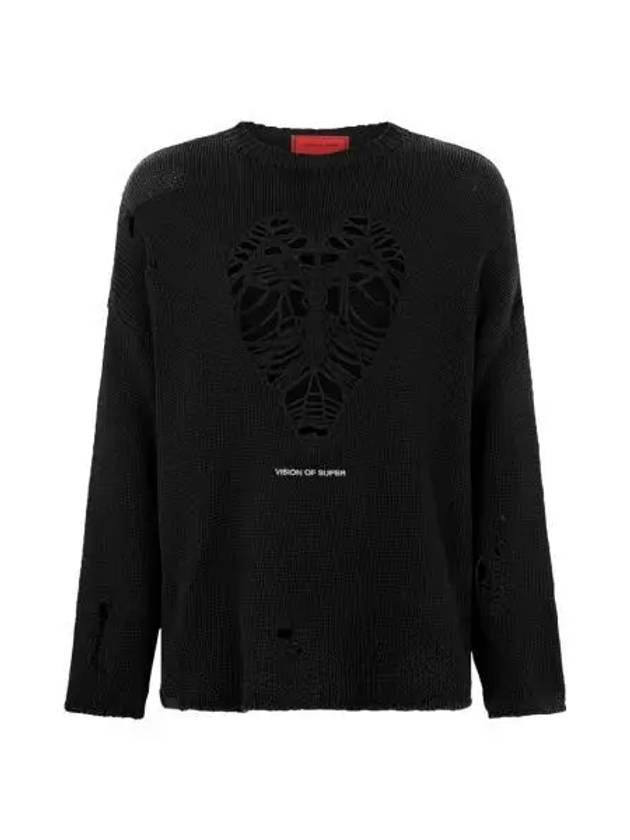 비전오브슈퍼 하트 디테일 블렉 니트 Vision Of Super Black Jumper With Heart Hole