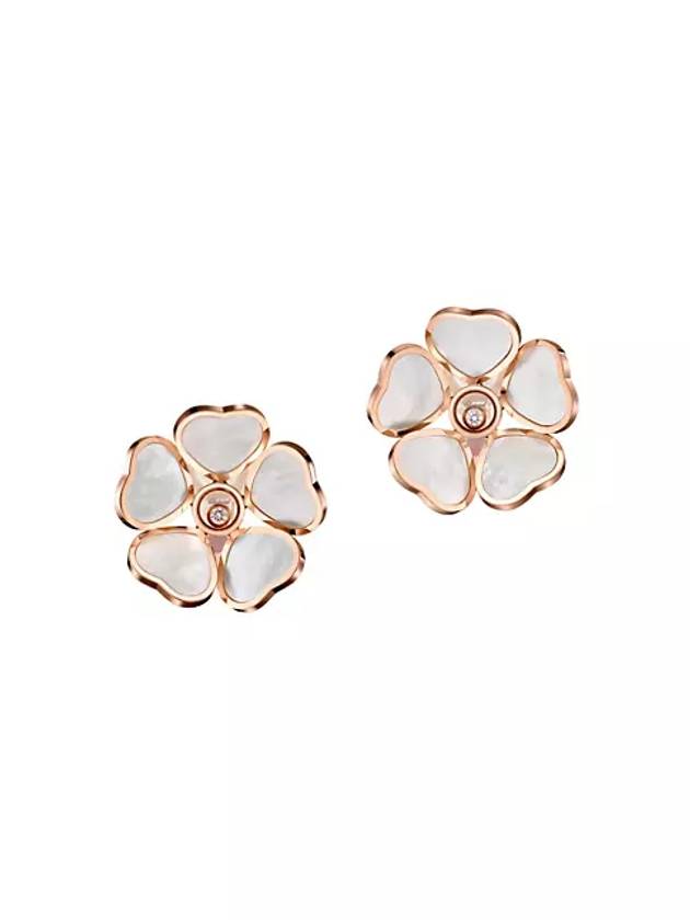 Happy Diamonds 해피 하트 플라워 18K 로즈 골드 다이아몬드 자개 귀걸이 Happy Diamonds Happy Hearts Flowers 18K Rose Gold Diamond & Mother Of Pearl Earrings
