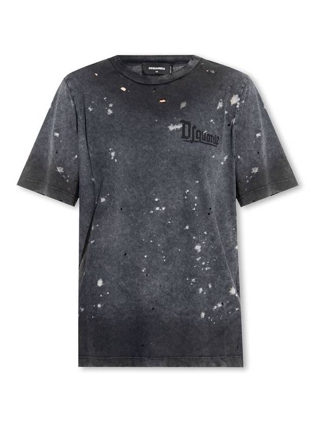 Dsquared2 슈퍼 네거티브 디스트레스드 크루넥 티셔츠