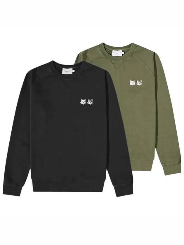 메종키츠네 남성 모노크롬 더블 폭스 헤드 패치 맨투맨 JM00330KM0001 P199 P395