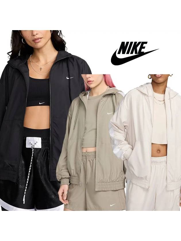 나이키 바람막이 여성 클래식 루즈 탑 후드 재킷 3컬러 블랙 베이지 아이보리