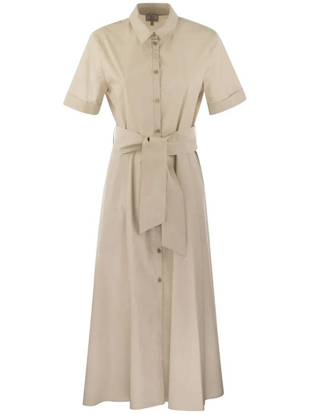 Woolrich 타이 웨이스트 쇼트 슬리브 셔츠 드레스 CFWWDR0118FRUT3027094_8867LIGHTOAK