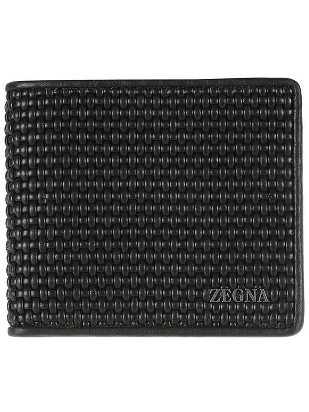 Z Zegna 로고 레터링 우븐 폴더형 지갑