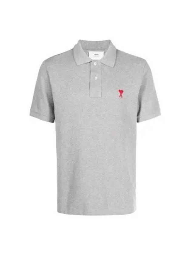 아미 스몰 하트 로고 폴로 셔츠 헤더 그레이 AMI de Coeur Polo Shirt Heather Grey