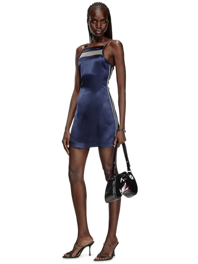 Diesel - Short dress in satin, knit and tulle - Dresses - Woman - Blue