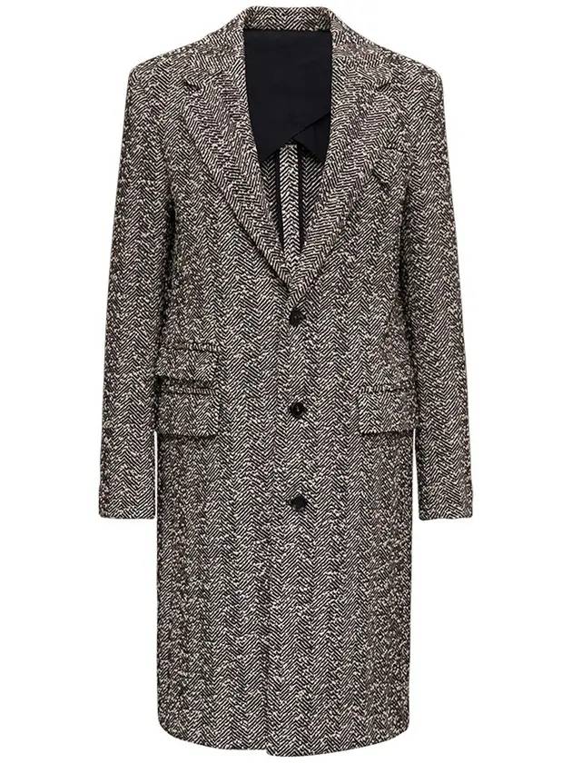 보테가베네타 싱글 브레스티드 헤링본 체크 싱글 코드