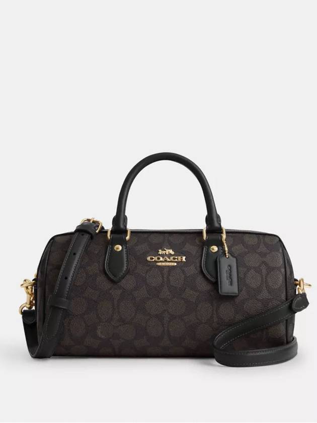 코치 로완 롱 사첼백 시그니처 캔버스 Gold Walnut Black