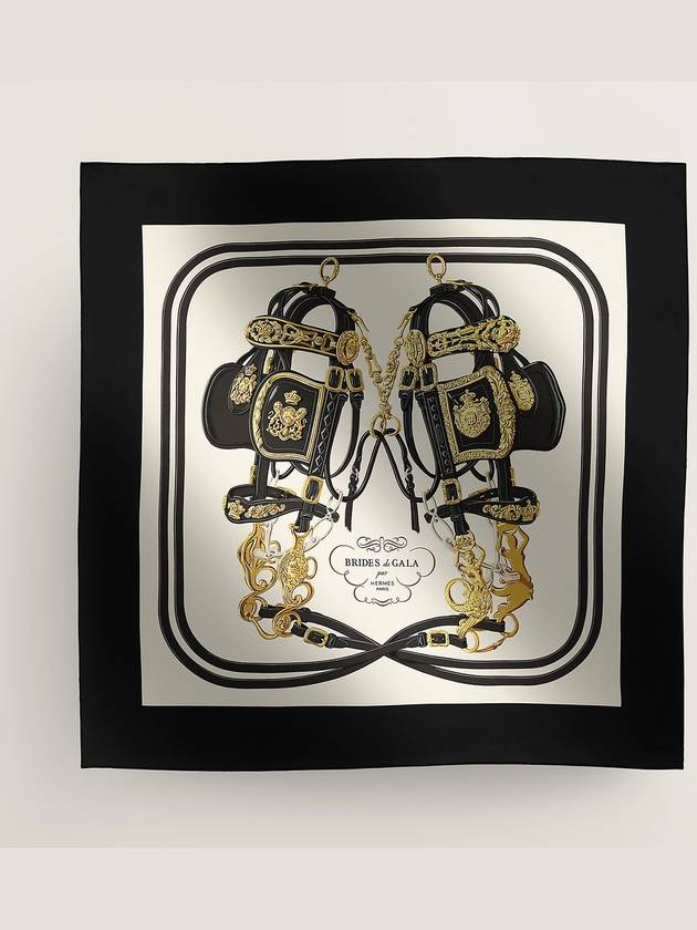 에르메스 Brides de Gala 90 브라이드 갈라 포에버 실크 스카프 크렘 블랙 계열 H001266S 75