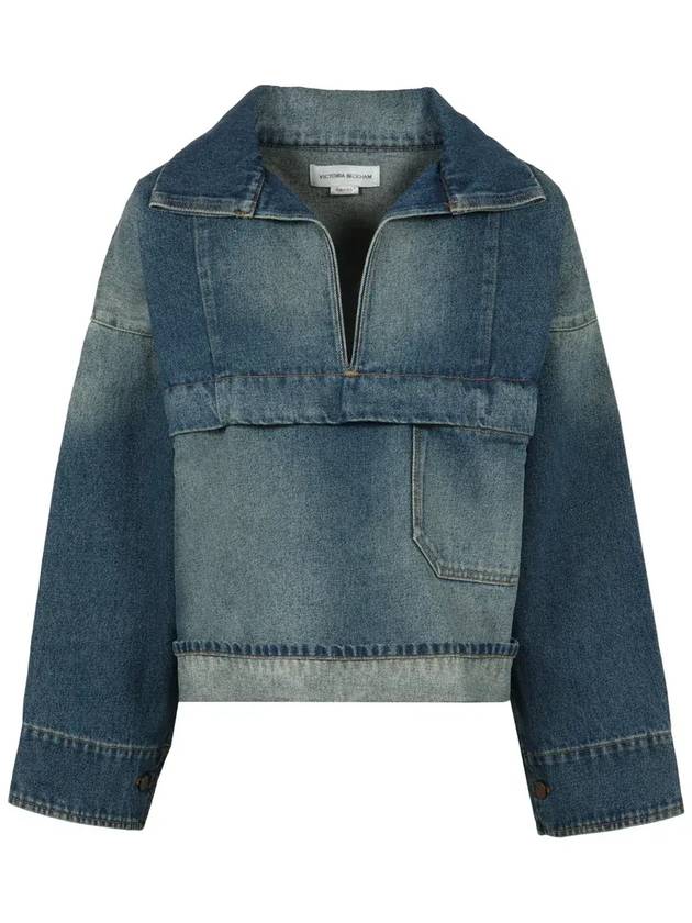 빅토리아 베컴 하프 지퍼 오버사이즈 튜닉 탑 1224DTP005421A_8794