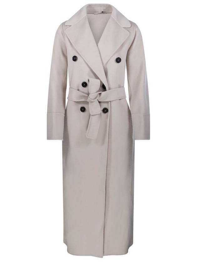 에스 막스마라 피카소 더블 브레스티드 울 트렌치 코트 그레이