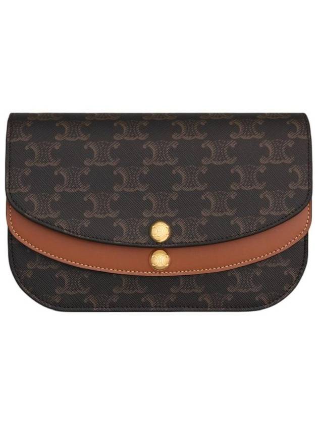 셀린느 듀오 월렛 온 스트랩 트리옹프 캔버스 앤 카프스킨 탄 10P672GVL 04LU