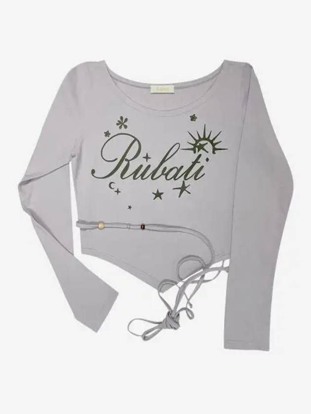 루바티 썬라이즈 와이드넥 스트랩 크롭 롱슬리브 티셔츠 애쉬 Rubati Sunrise Wide Neck Strap Crop Tshirt Ash