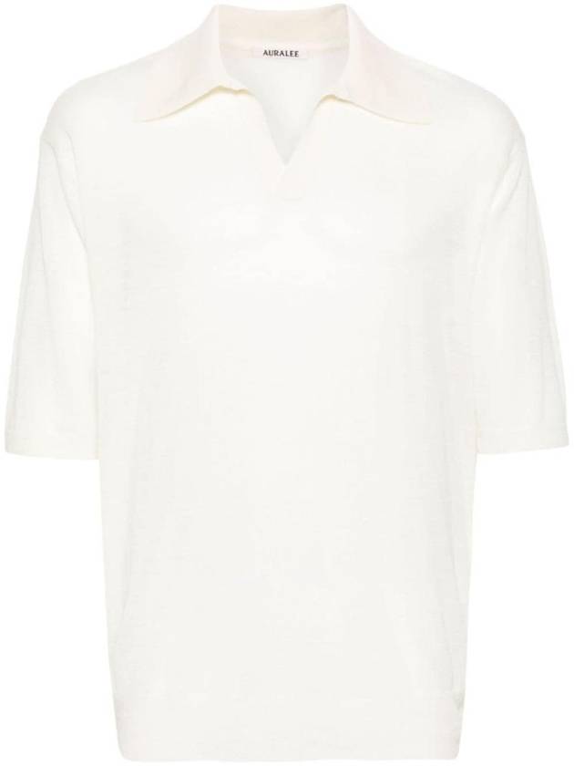 오라리 남성 WOOL AND SILK BLEND POLO 셔츠 A24SP02WSIVORY