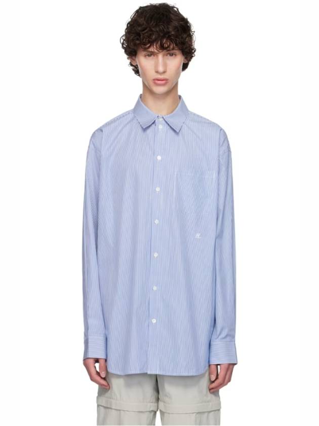 헬무트랭 블루 오버사이즈 스트라이프 셔츠
