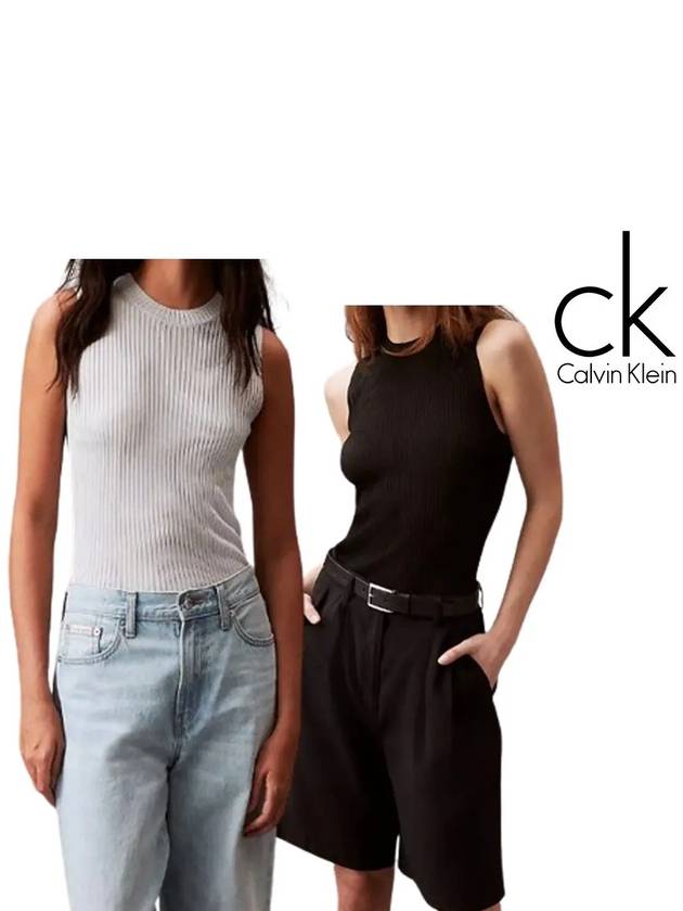 캘빈클라인 나시 여성 샤인 탱크 탑 티셔츠 블랙 라이트그레이