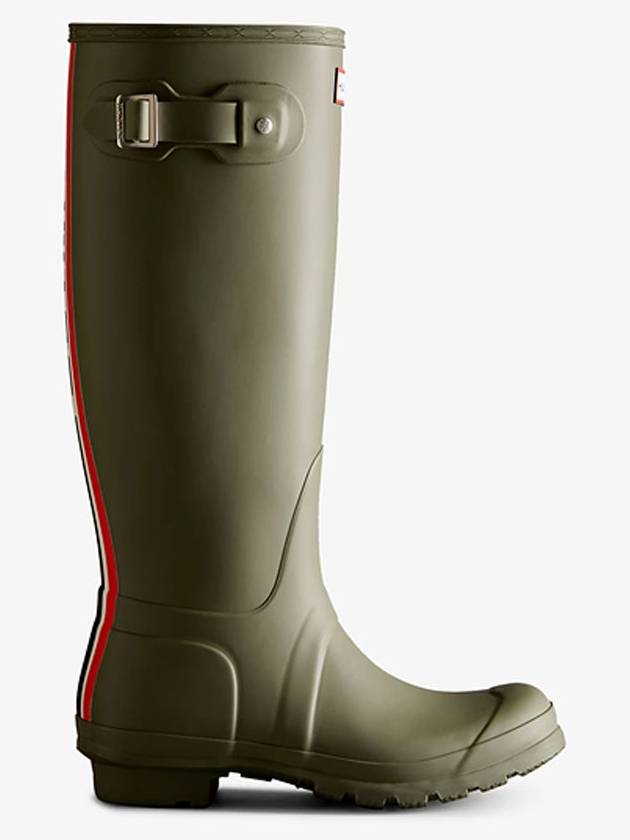 헌터 여성 트리컬러 로고 백스트랩 톨 레인 부츠 장화 그린