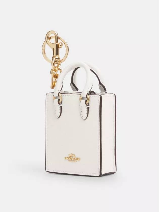 코치 노스 사우스 미니 토트백 참 키홀더 키링 Gold Chalk