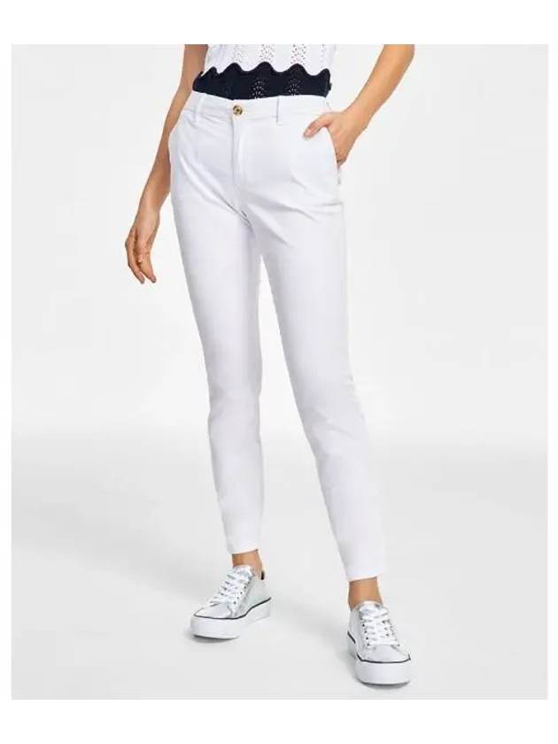 우먼 타미힐피거 TH 플렉스 햄프턴 커프드 치노 스트레이트 레그 팬츠 바지 브라이트 화이트 5195009