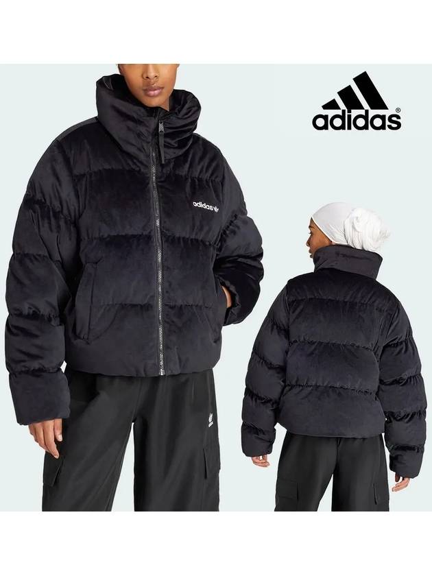 아디다스 바람막이 여성 벨벳 다운 탑 패딩 자켓 블랙