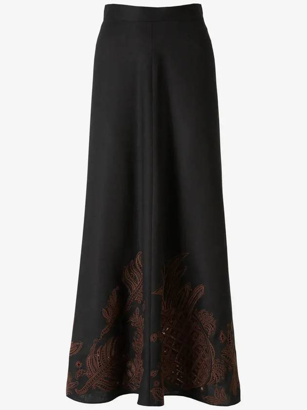 도로시 슈마허 자수 리넨 미디 스커트 241548805_999pureblack