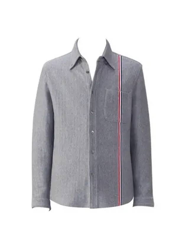 톰브라운 니트 코튼 셔츠 자켓 미디움 그레이 Thom Browne Knit Cotton Shirt Jacket Medium Grey