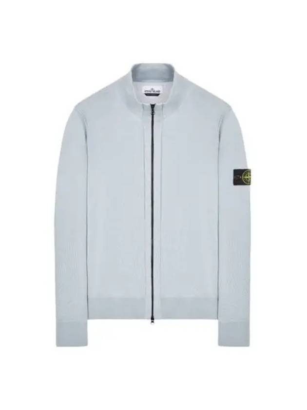 스톤 아일랜드 542B2 소프트 오가닉 코튼 가디건 니트 스카이 블루 24SS Stone Island 542B2 Soft Organic Cotton Cardigan Knit Sky Blue 24SS