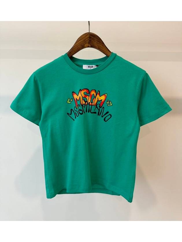24FW MSGM 키즈 티셔츠 F4MSJBTH199 그린 Boys 6 8 10 12 14A