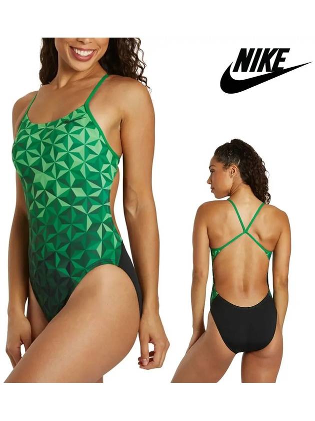 나이키 수영복 여성 트랜스폼 레이스 컷아웃 원피스 코트그린