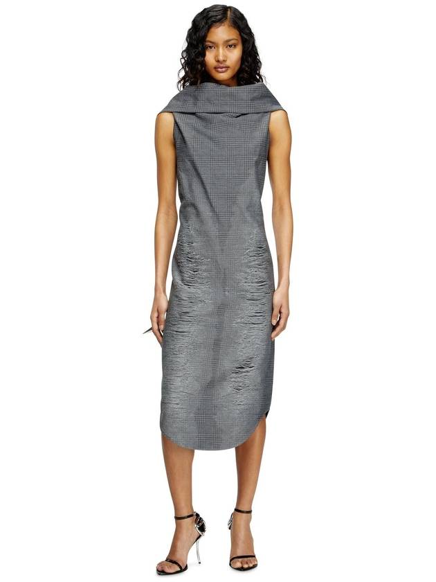 Diesel - Prince of Wales midi dress with distressing - Dresses - Woman - Grey