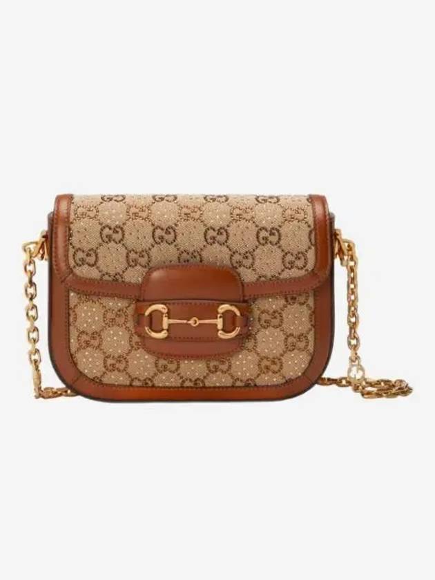 구찌 홀스빗 1955 GG 미니백 카멜 에보니 캔버스 Gucci Horsebit 1955 GG Mini Bag Camel Ebony Canvas