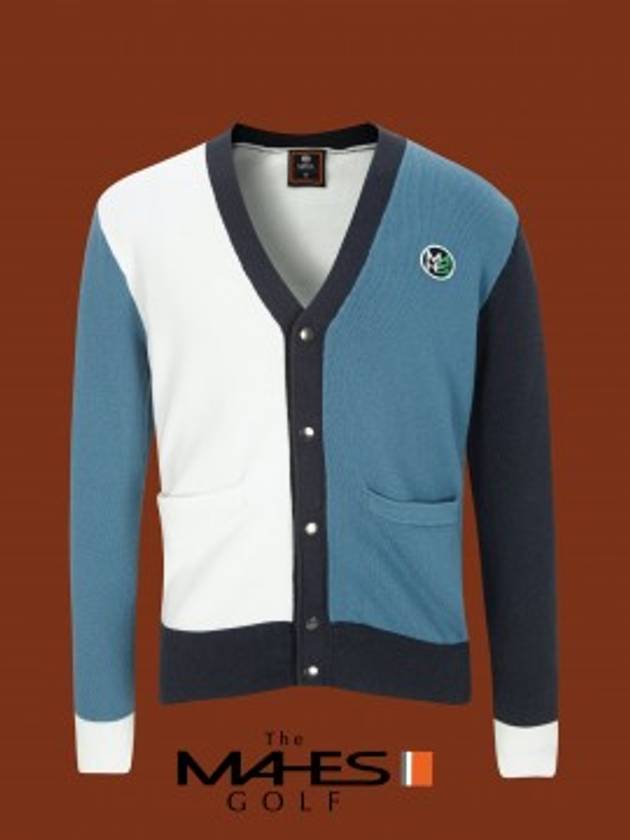 마헤스 로고 남성 조끼 가디건 오렌지라벨 옴므 컬러블럭 웜업가디건 GN30322