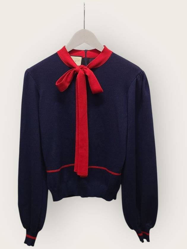 구찌 GG로고 타이 퍼프 슬리브 여성 스웨터 L