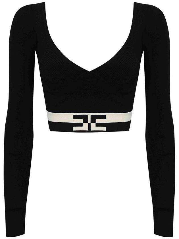 Elisabetta Franchi Cropped Top In Viscose With Logo Bands