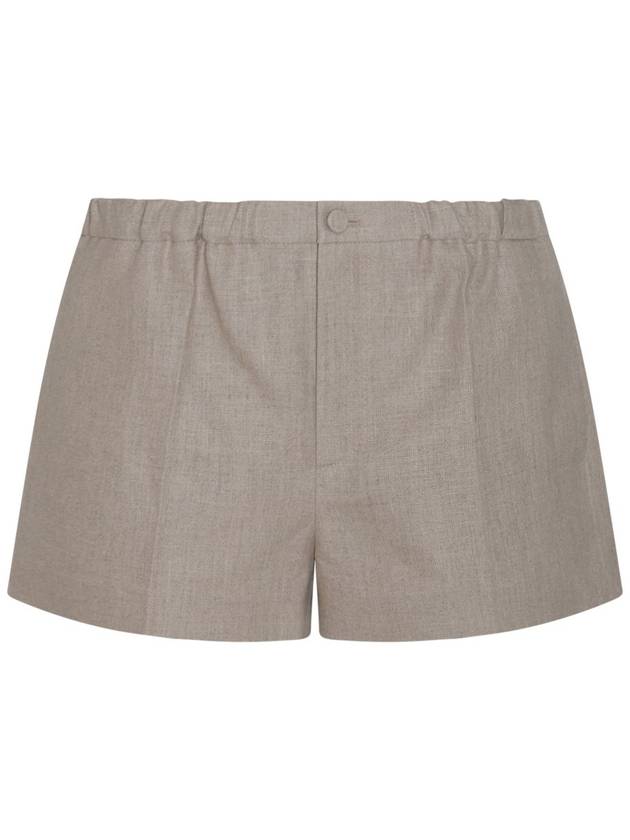 발렌티노 여성 미드라이즈 플리츠 린넨 쇼츠 베이지