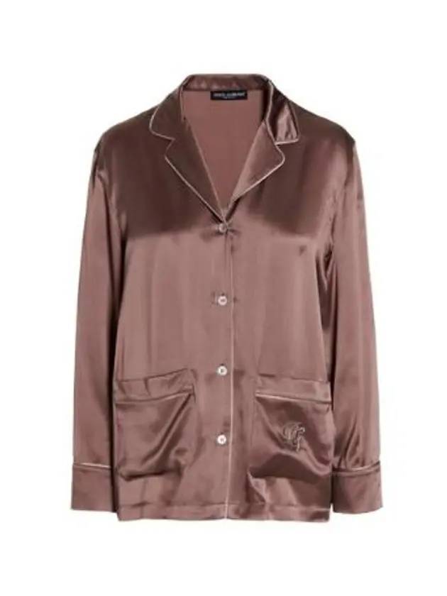 돌체앤가바나 실크 트림 셔츠 브라운