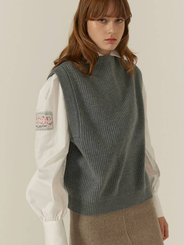 칼레이트 여성 모크 넥 캐시미어 베스트