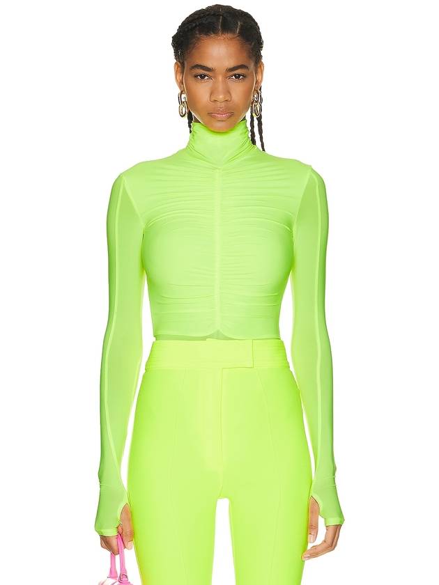 Lark 터틀넥 긴소매 주름 장식 바디수트 Lark Turtleneck Long Sleeve Ruched Bodysuit