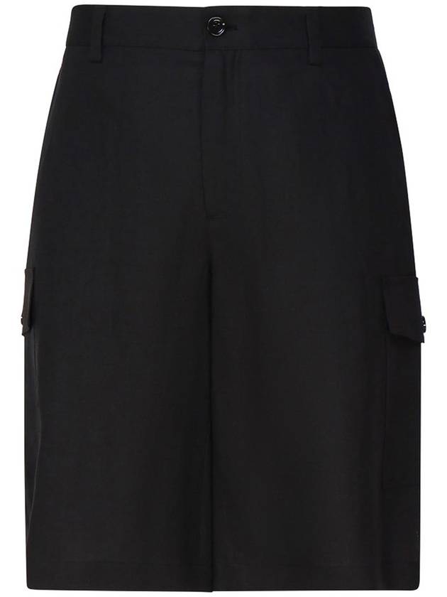 Dolce & Gabbana Linen cargo shorts with plaque