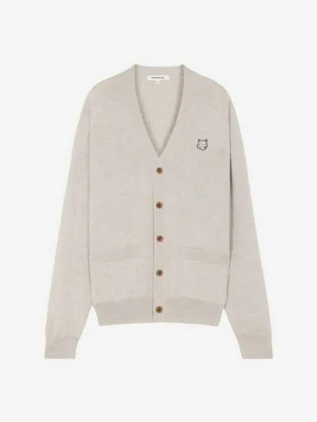 메종 키츠네 볼드 폭스 헤드 패치 레귤러 가디건 라이트 그레이 멜란지 Maison Kitsune Bold Fox Head Patch Regular Cardigan Light Grey Melange
